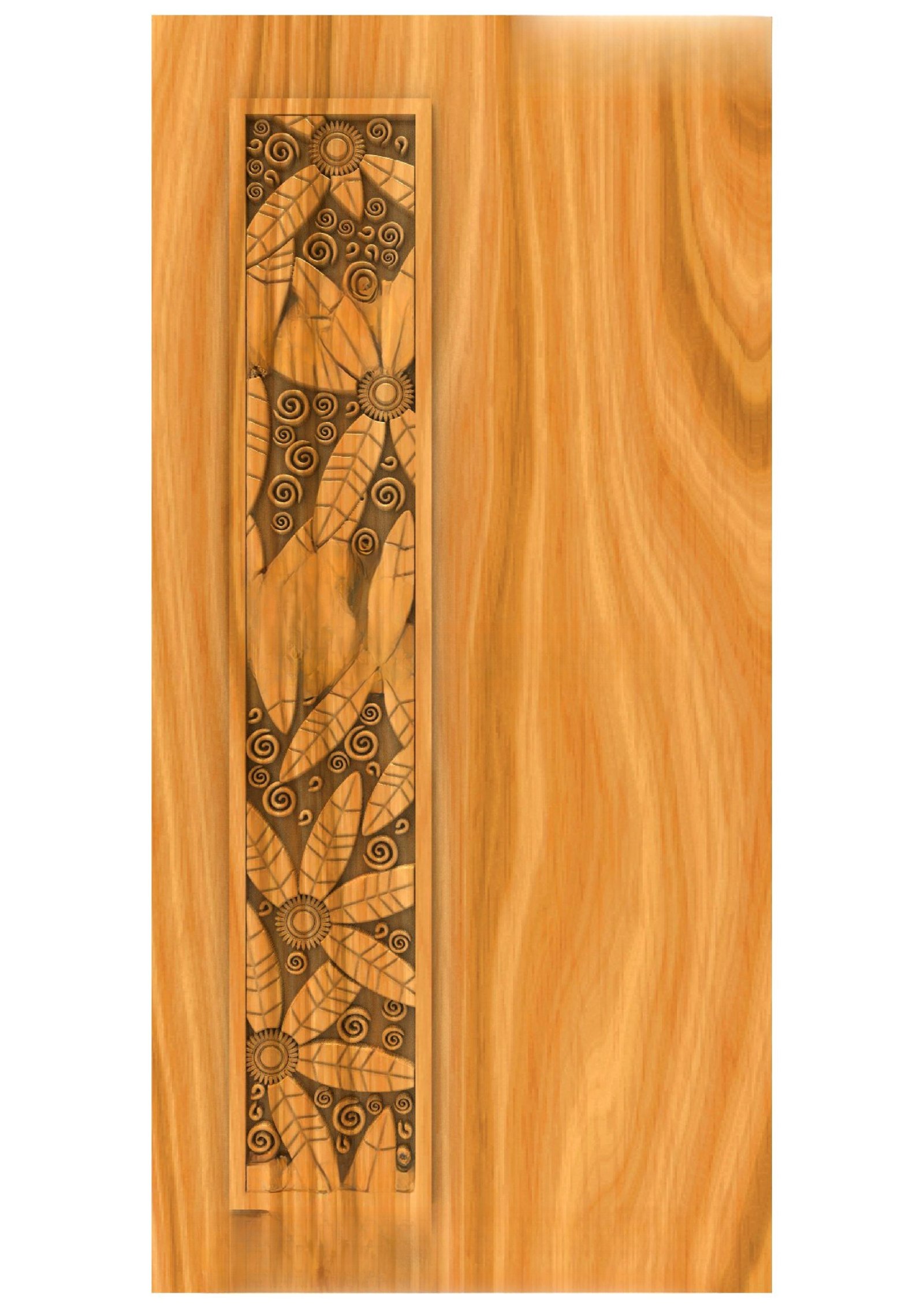 GSK DELITE DOORS - DL-01 Modern Floral Relief Carved Wood Door 3D Model